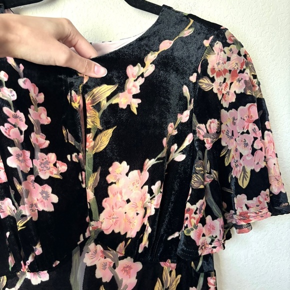 Modcloth Velvet Floral Soiree Saunter Maxi Dress Evening - Picture 4 of 15